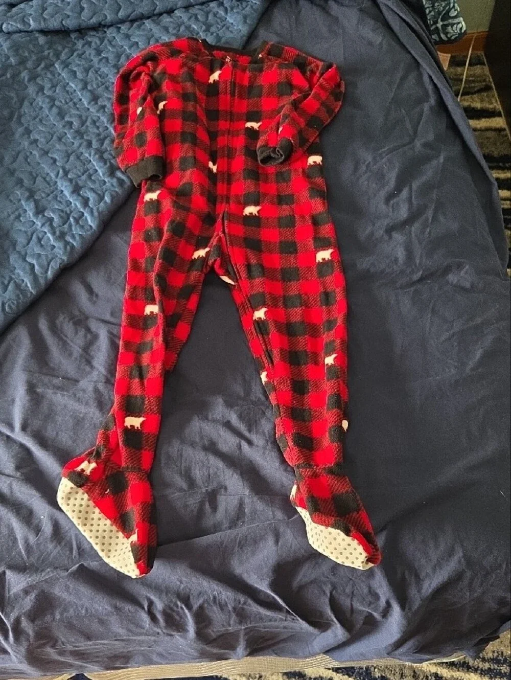 Red Black Buffalo Plaid Footie Pajamas, Size 4t, Carters & Children's Place, 4t